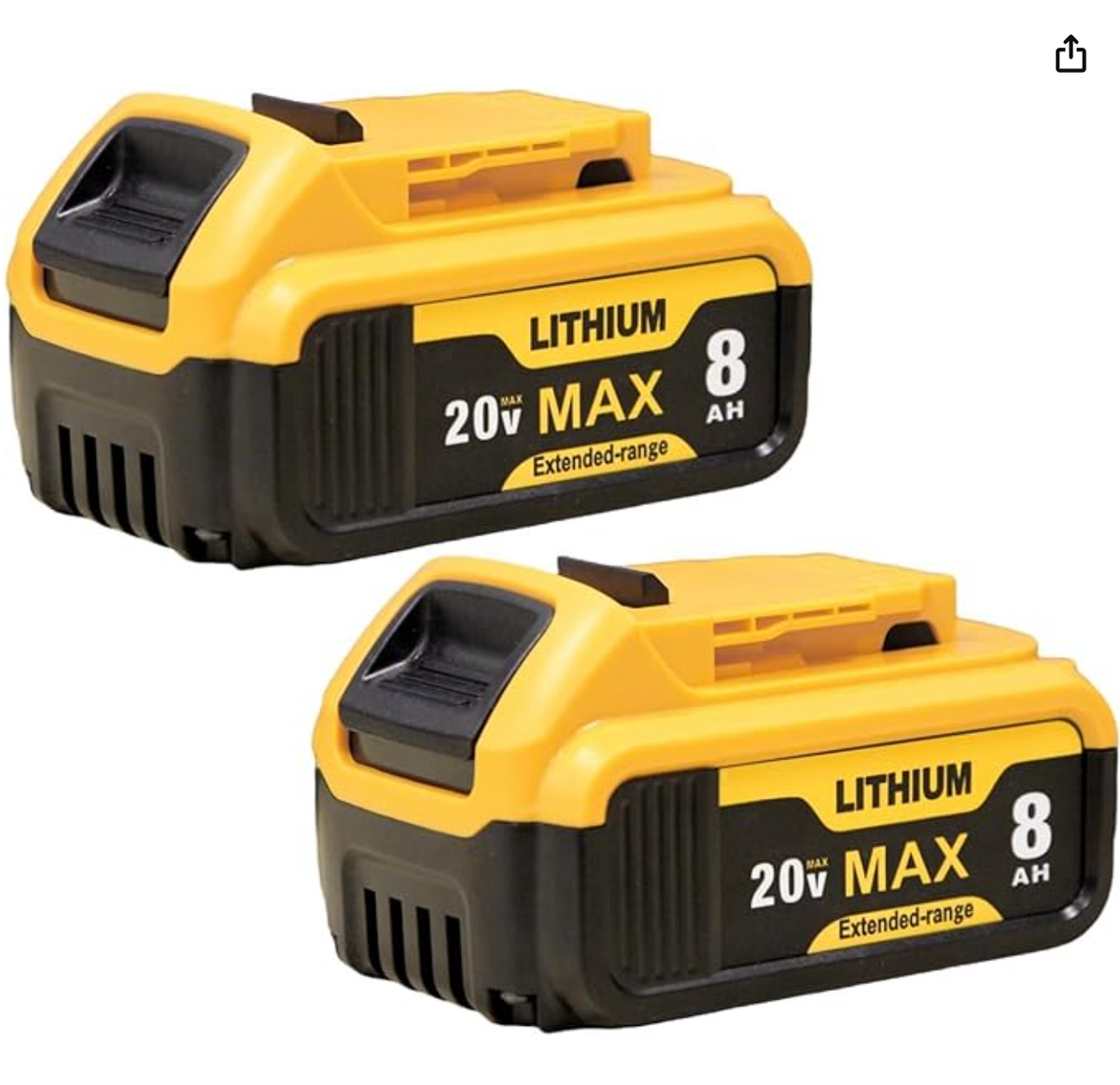2 baterias de 8000 mAh DCB206 de repuesto para Dewalt 20 V Max - OFERTA