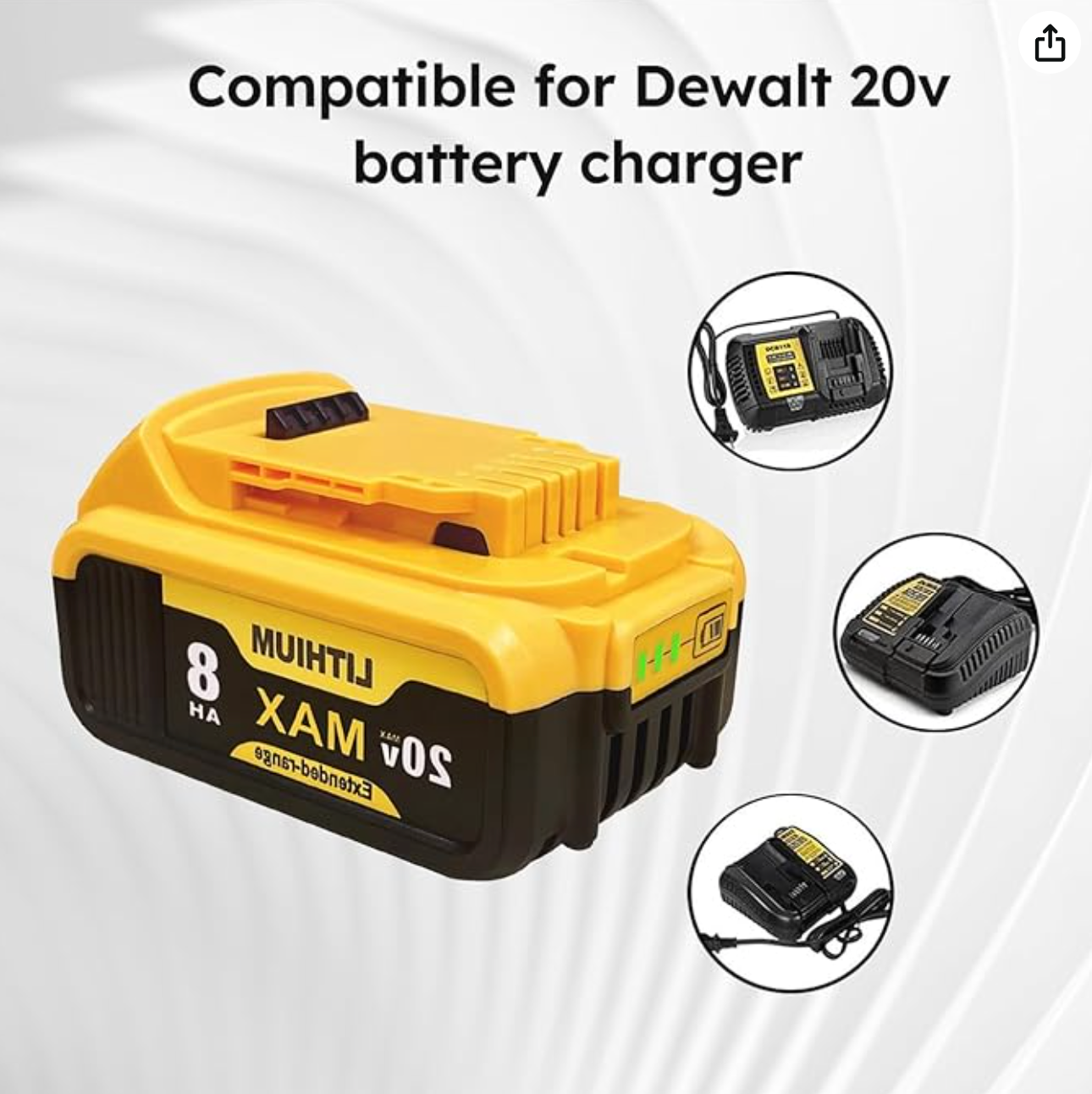 2 baterias de 8000 mAh DCB206 de repuesto para Dewalt 20 V Max - OFERTA