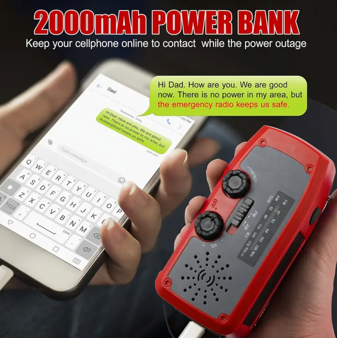 Radio portátil de emergencia con linterna LED - Disponible